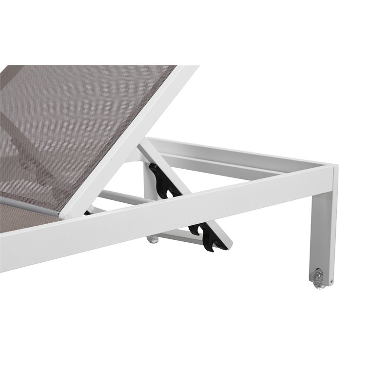 Pangea Home Sally Adjustable Height Aluminum Patio Lounger in White/Gray