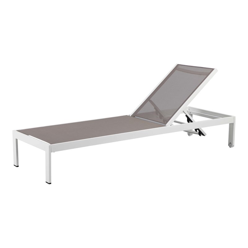 Pangea Home Sally Adjustable Height Aluminum Patio Lounger in White/Gray