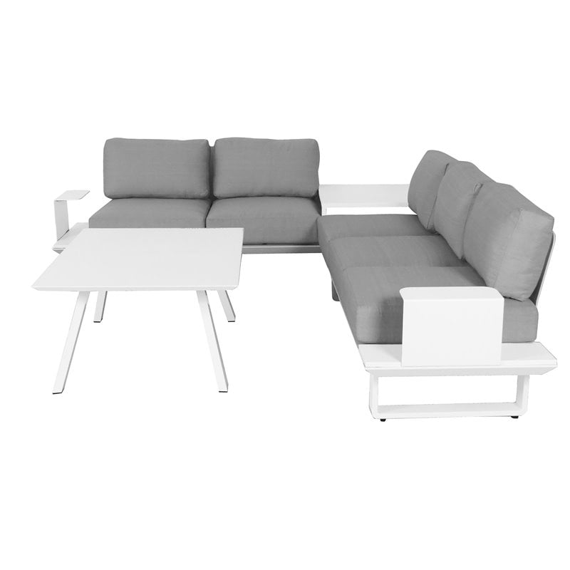 Pangea Home Sunset 3-piece Aluminum Frame Outdoor Sectional in White