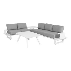 Pangea Home Sunset 3-piece Aluminum Frame Outdoor Sectional in White