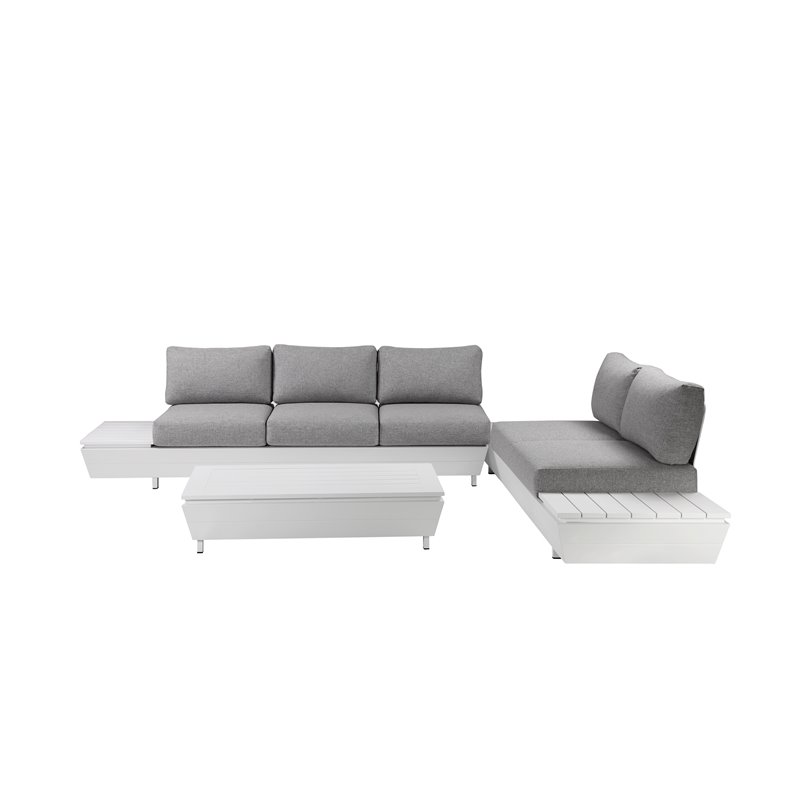 Pangea Home Yacht 3-piece Modern Aluminum Frame Outdoor Sectional in Gray