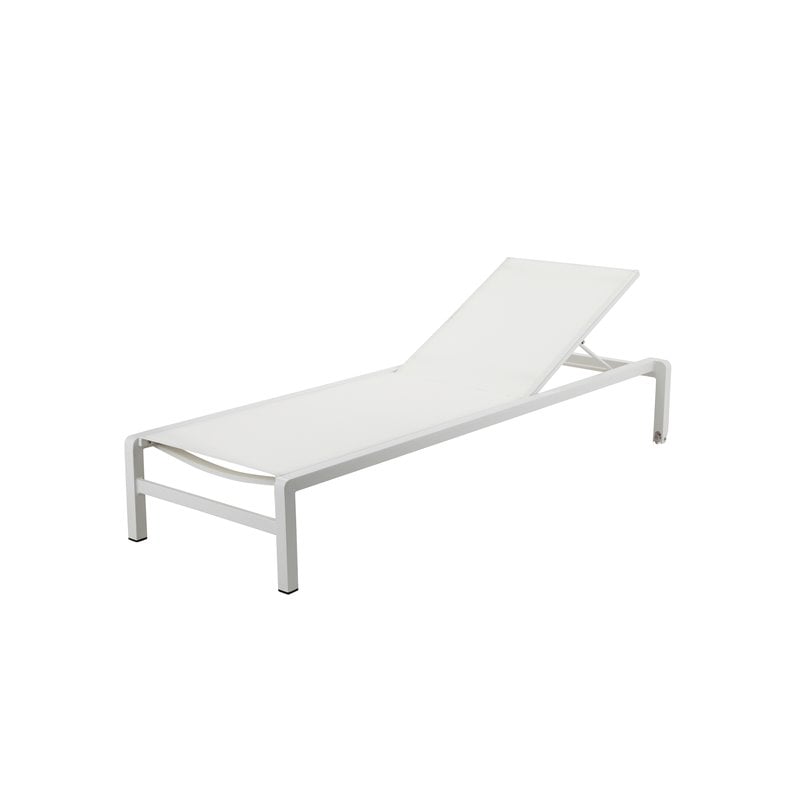 Pangea Home Olly Modern Aluminum Frame Patio Loungers in White (Set of 2)