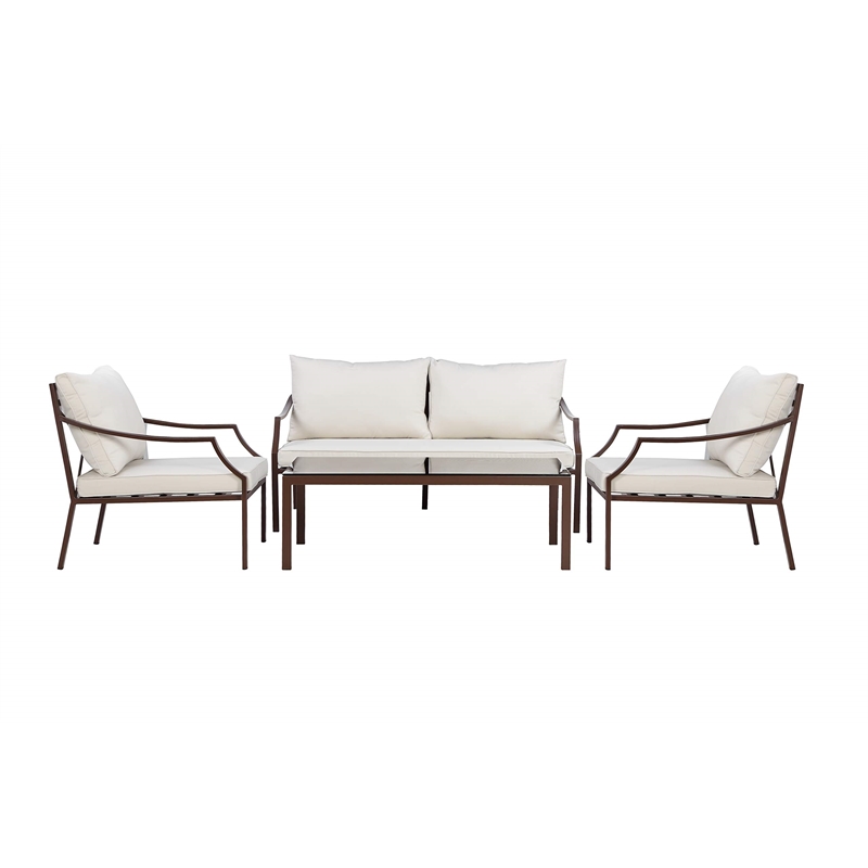 Pangea Home Palma 4-piece Modern Aluminum Outdoor Sofa Set in Espresso