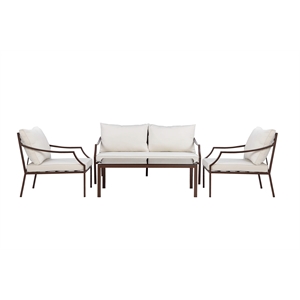Pangea Home Palma 4-piece Modern Aluminum Outdoor Sofa Set in Espresso