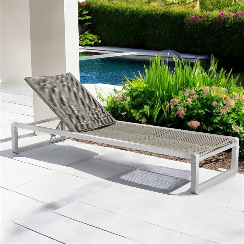Pangea Home Bella Adjustable Height Aluminum Patio Lounger in Gray