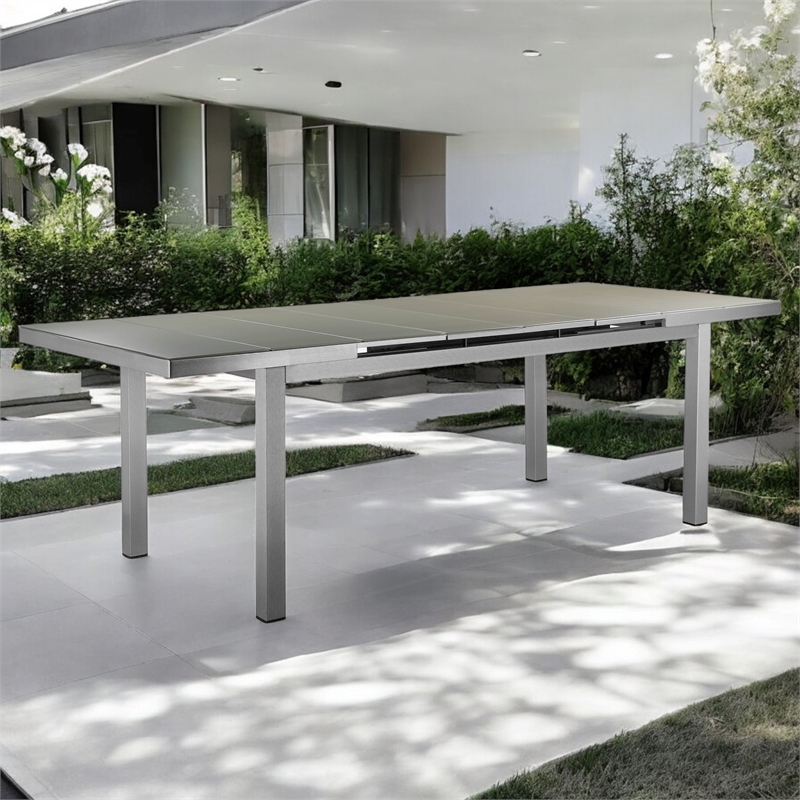 Pangea Home Bella Modern Aluminum Patio Extension Table in Gray