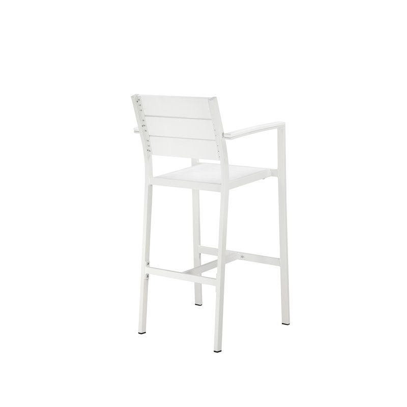 Pangea Home Breeze 7-piece Modern Aluminum Patio Bar Set in White