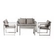Pangea Home Chester 4-piece Aluminum Outdoor Sofa Set in Gray