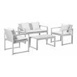 Pangea Home Chester 4-piece Aluminum Outdoor Sofa Set in White