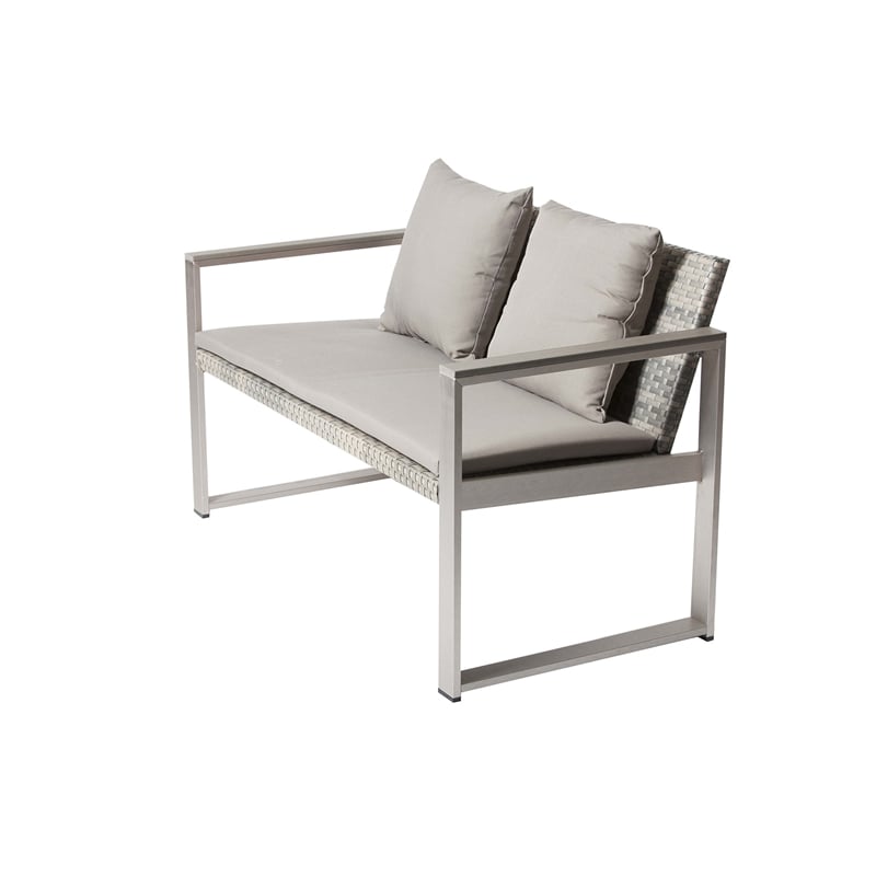 Pangea Home Chester Modern Anodized Aluminum Outdoor Sofa in Gray Taupe