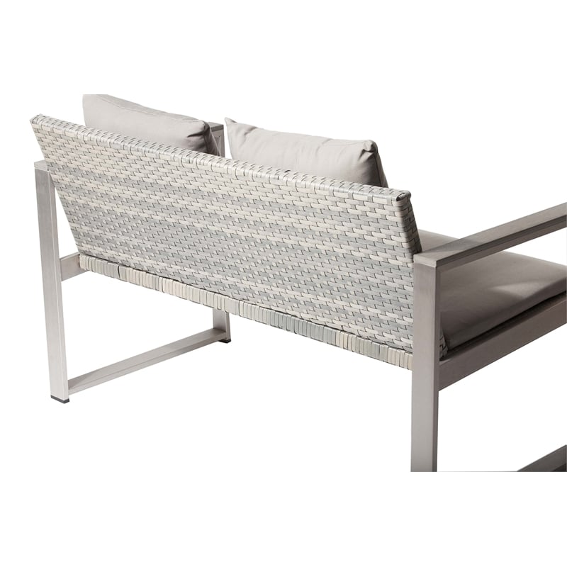 Pangea Home Chester Modern Anodized Aluminum Outdoor Sofa in Gray Taupe