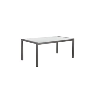 Pangea Home David 71&quot Modern Aluminum Patio Dining Table in Brush Frame/White