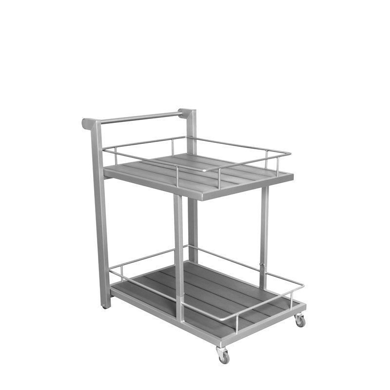Pangea Home Breeze Modern Aluminum Outdoor Trolley in Gray Frame/Polyresin