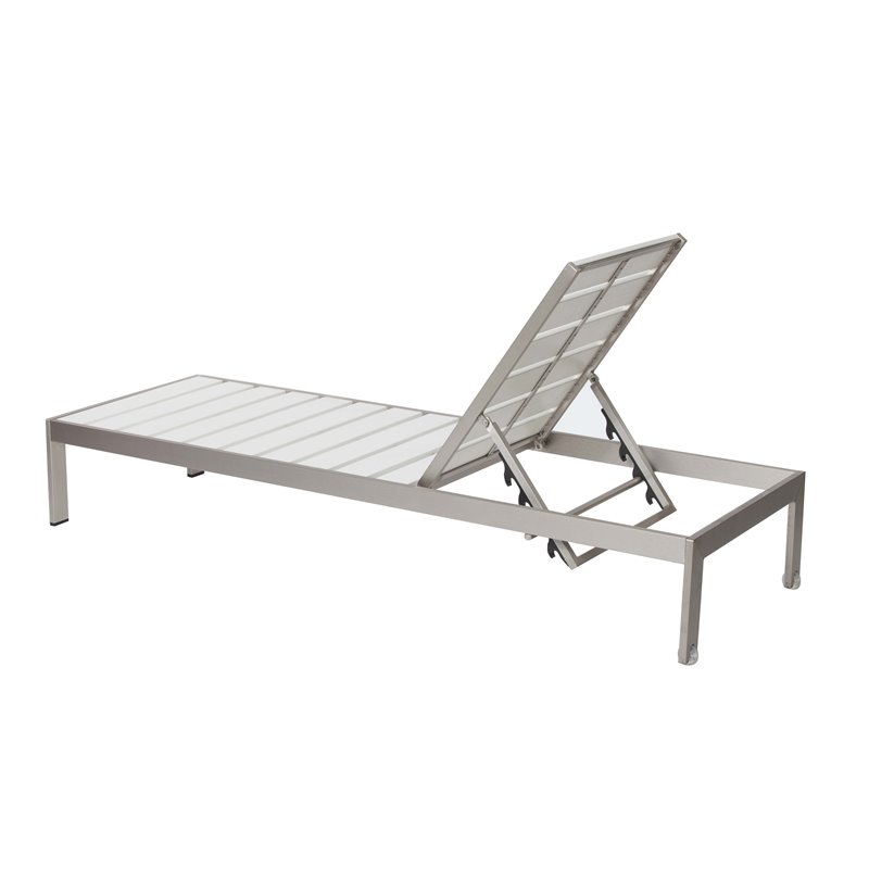 Pangea Home Breeze Modern Aluminum Patio Lounger in Gray Frame/White