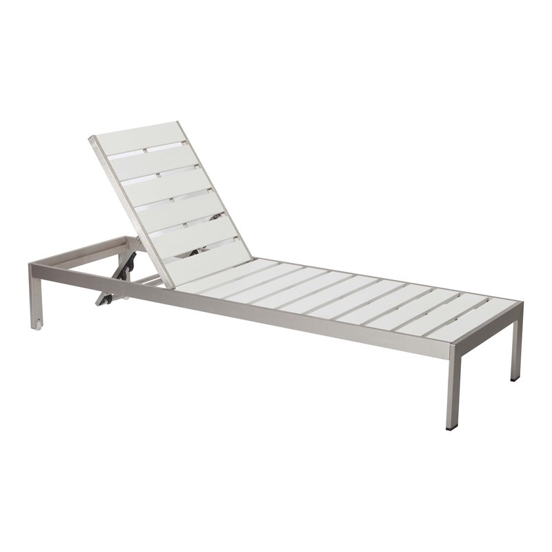 Pangea Home Breeze Modern Aluminum Patio Lounger in Gray Frame/White