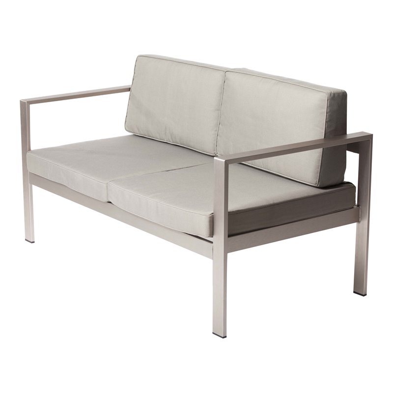 Pangea Home Karen Modern Aluminum Outdoor Sofa in Gray Taupe