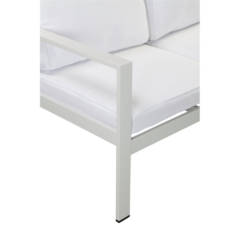 Pangea Home Karen Modern Aluminum Outdoor Sofa in Powder Coated White