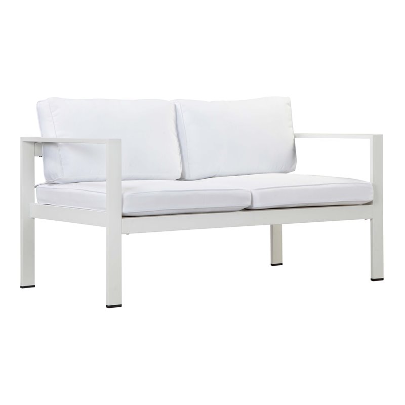 Pangea Home Karen Modern Aluminum Outdoor Sofa in Powder Coated White