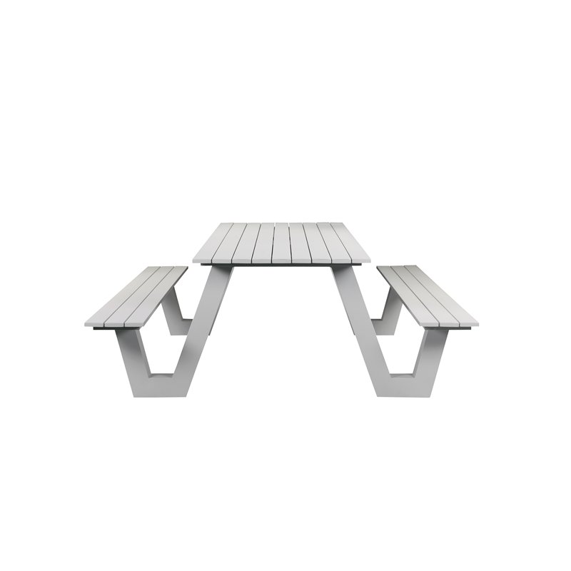 Pangea Home Lukas Modern Aluminum Outdoor Picnic Table in White