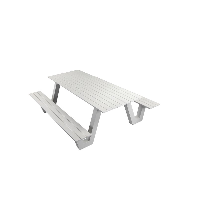 Pangea Home Lukas Modern Aluminum Outdoor Picnic Table in White