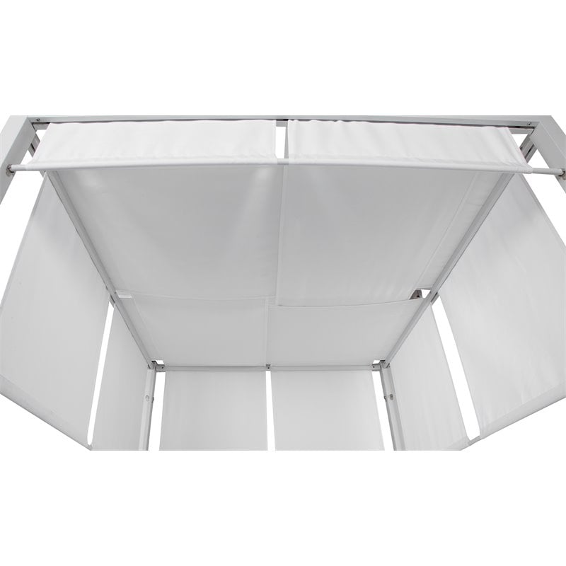 Pangea Home Madonna Modern Aluminum Outdoor Daybed in White Frame/Fabric