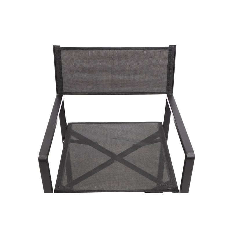 Pangea Home Sunset Aluminum Patio Directors Chairs in Black (Set of 2)