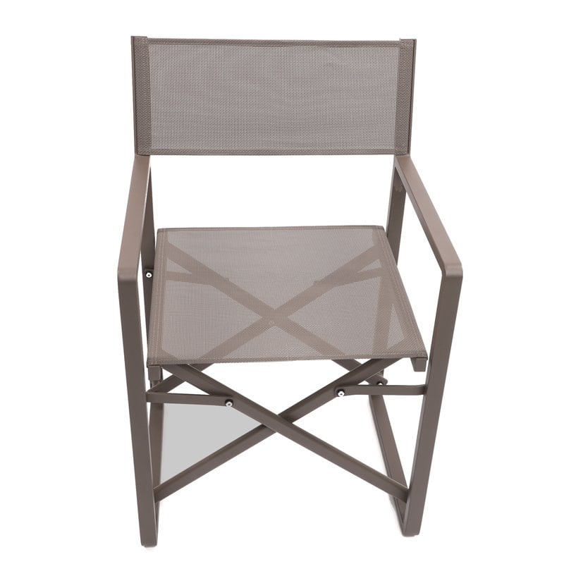 Pangea Home Sunset Aluminum Patio Directors Chairs in Brown Taupe (Set of 2)