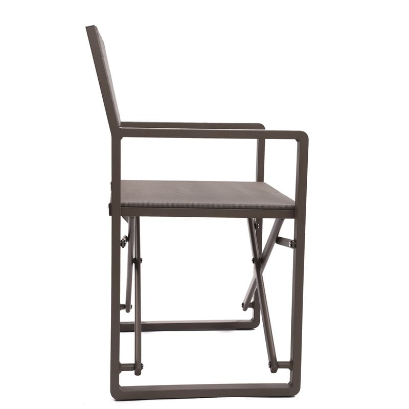 Pangea Home Sunset Aluminum Patio Directors Chairs in Brown Taupe (Set of 2)