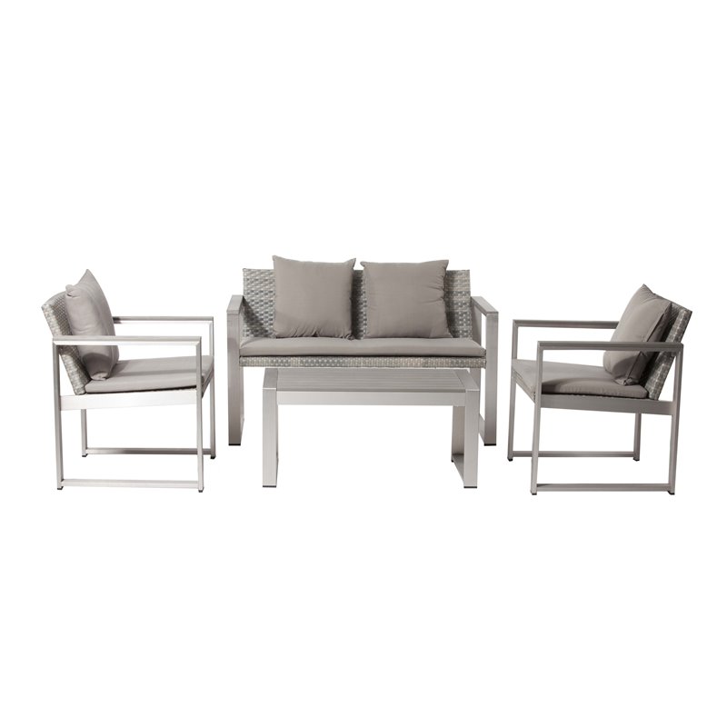 Pangea Home Chester 17-piece Modern Aluminum Patio Sofa Set in Gray