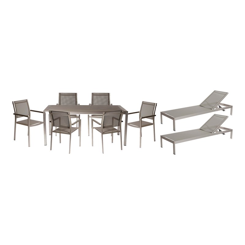 Pangea Home David 9-piece Modern Aluminum Patio Dining Set in Gray