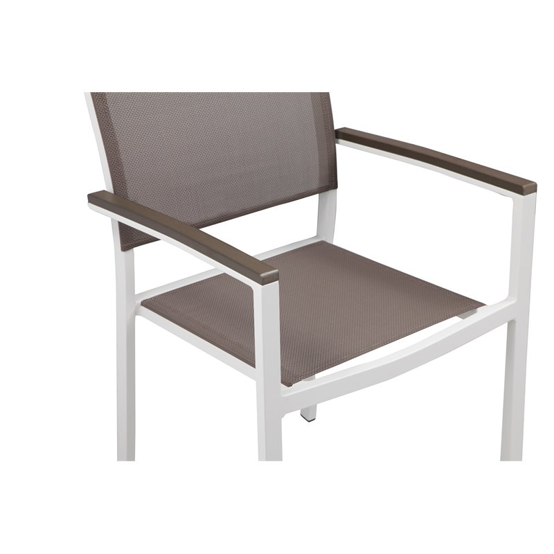 Pangea Home David 9-piece Modern Aluminum Patio Dining Set in White/Gray