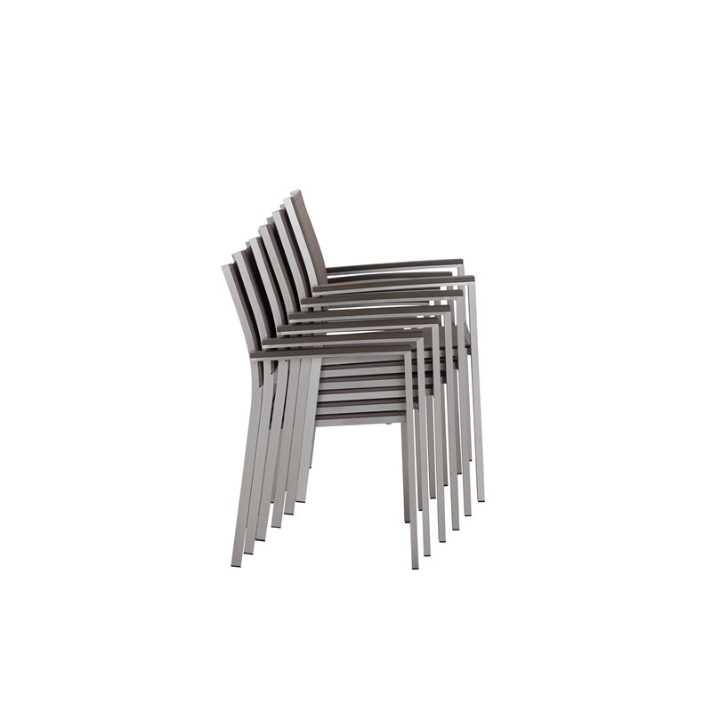 Pangea Home David 11-piece Modern Aluminum Patio Dining Set in Gray