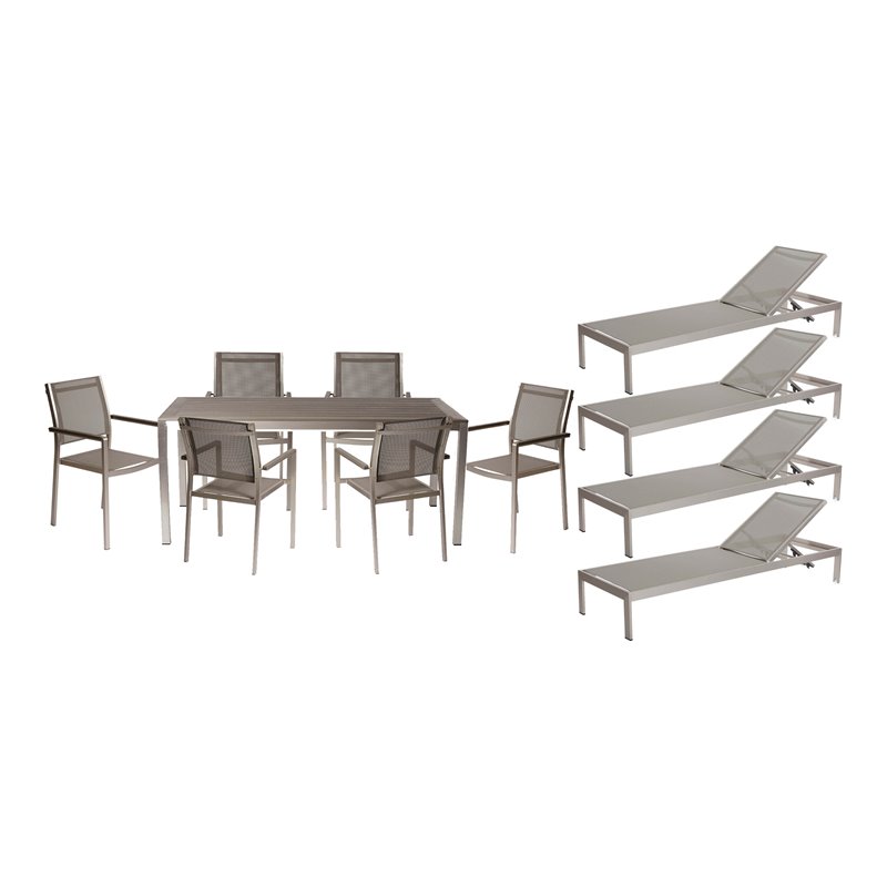 Pangea Home David 11-piece Modern Aluminum Patio Dining Set in Gray