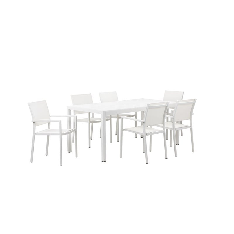 Pangea Home David 11-piece Aluminum Patio Dining Set in White