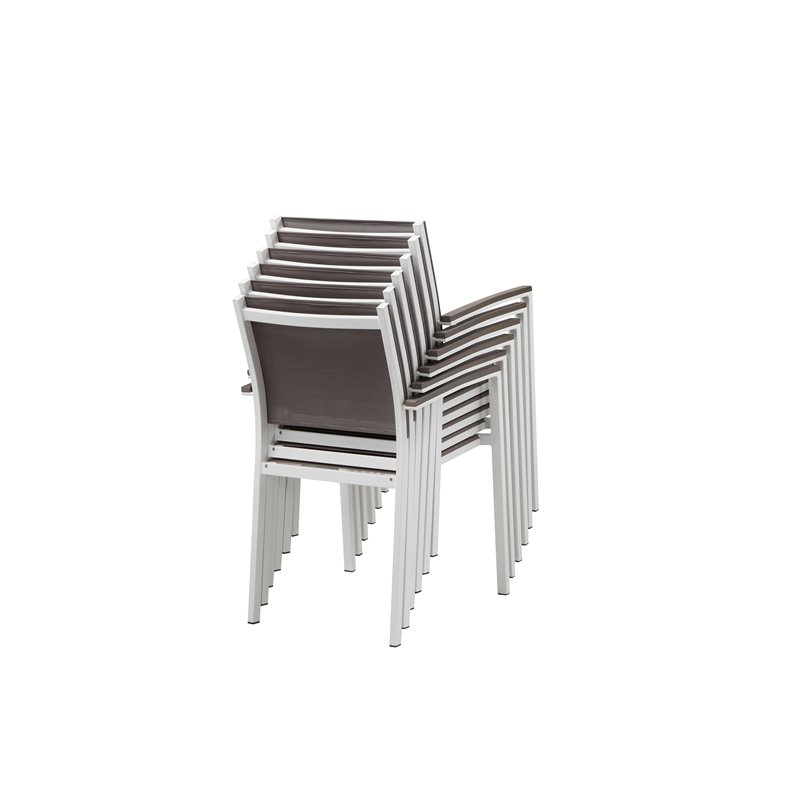 Pangea Home David 13-piece Modern Aluminum Patio Dining Set in White/Gray
