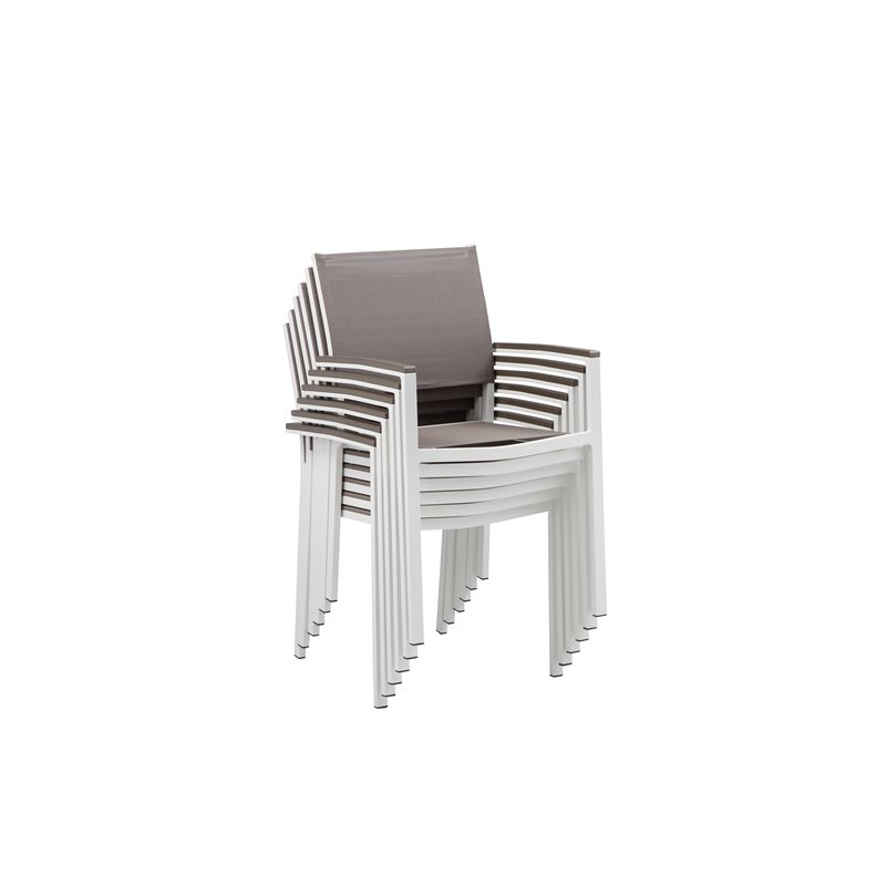 Pangea Home David 13-piece Modern Aluminum Patio Dining Set in White/Gray