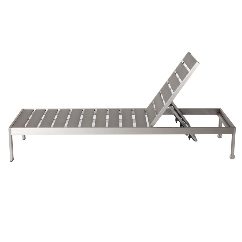 Pangea Home Joseph 2-piece Aluminum Patio Lounger and Side Table in Gray