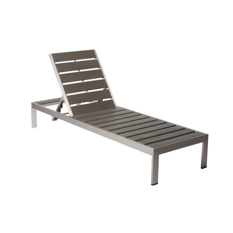 Pangea Home Joseph 4-piece Aluminum Patio 2 Loungers and 2 Side Tables in Gray
