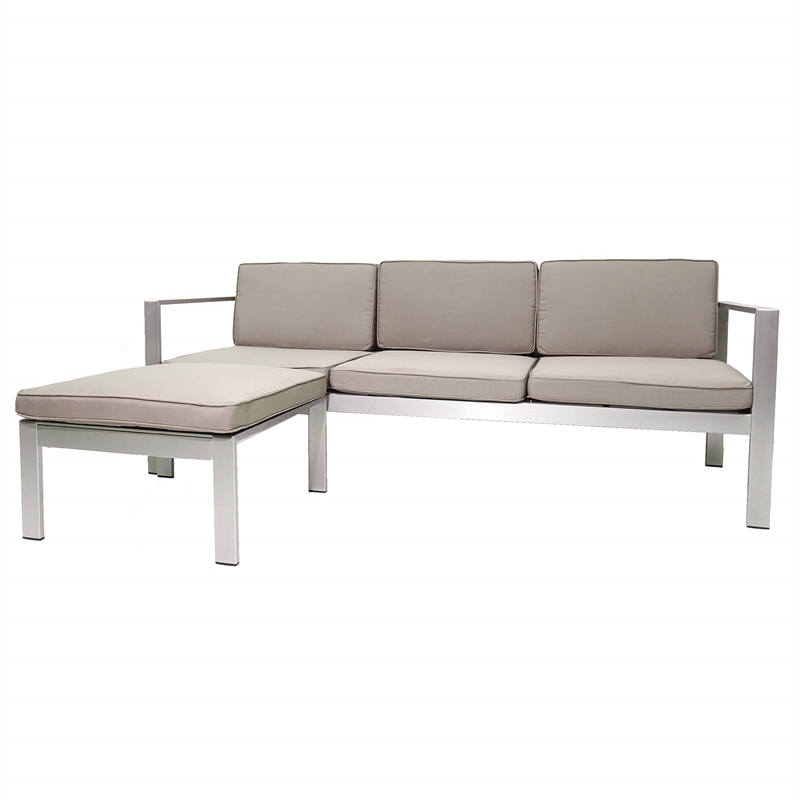 Pangea Home Karen 2-piece Aluminum Outdoor Sectional in Gray Taupe