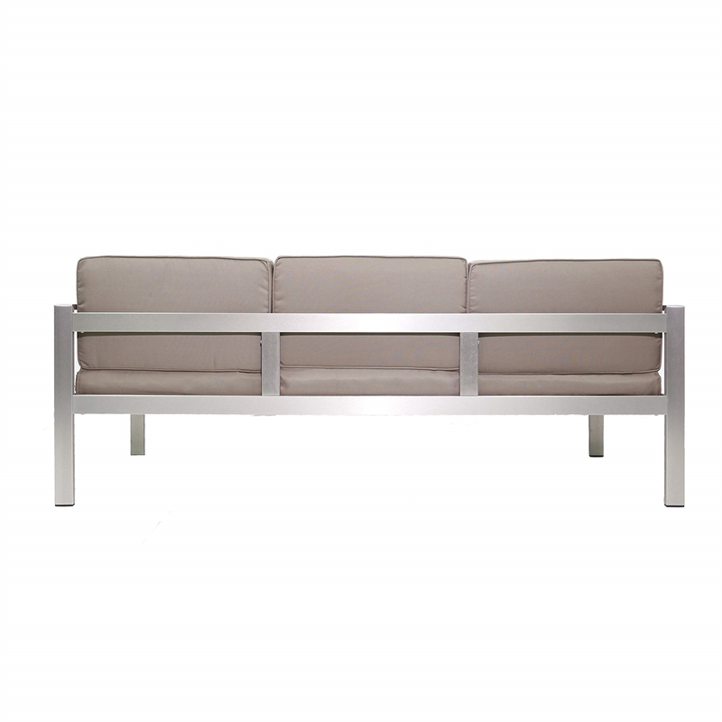 Pangea Home Karen Aluminum Outdoor 3-seater Sofa in Gray Taupe