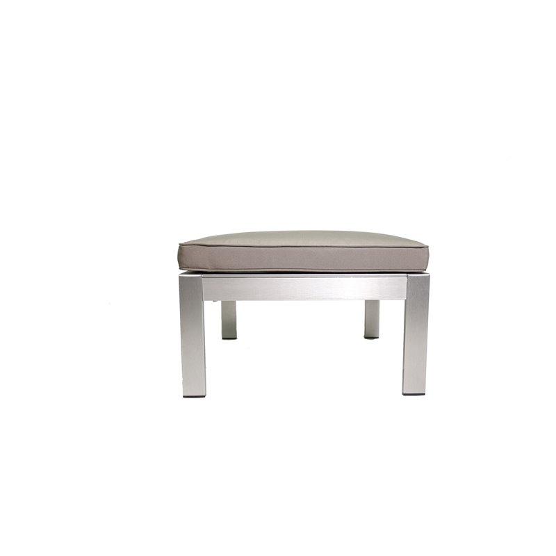 Pangea Home Karen Modern Aluminum Patio Ottoman in Gray Taupe