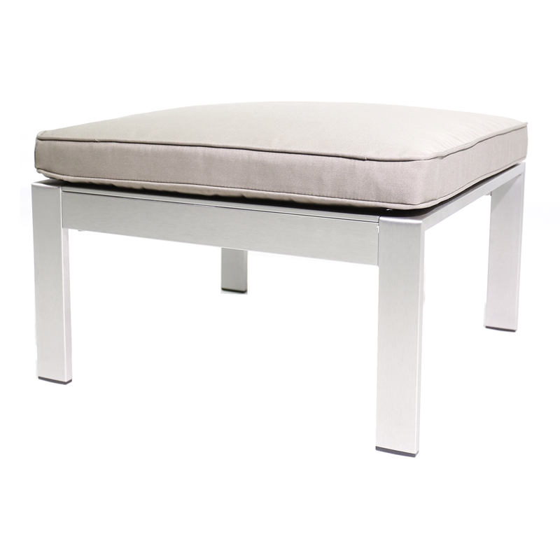 Pangea Home Karen Modern Aluminum Patio Ottoman in Gray Taupe