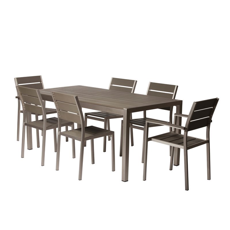 Pangea Home Roy 11-piece Modern Aluminum Patio Dining Set in Gray
