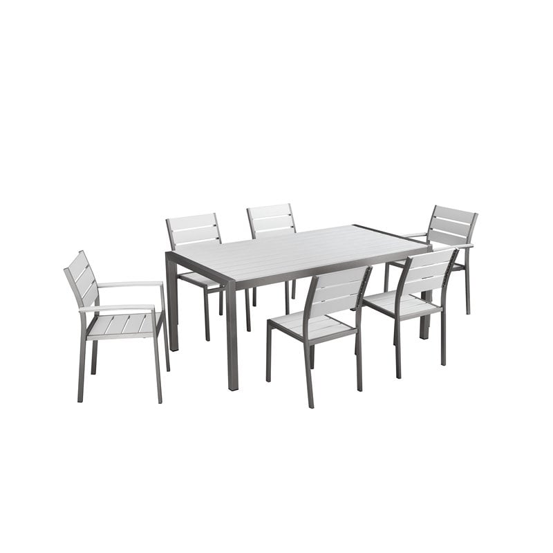 Pangea Home Roy 13-piece Modern Aluminum Patio Dining Set in White
