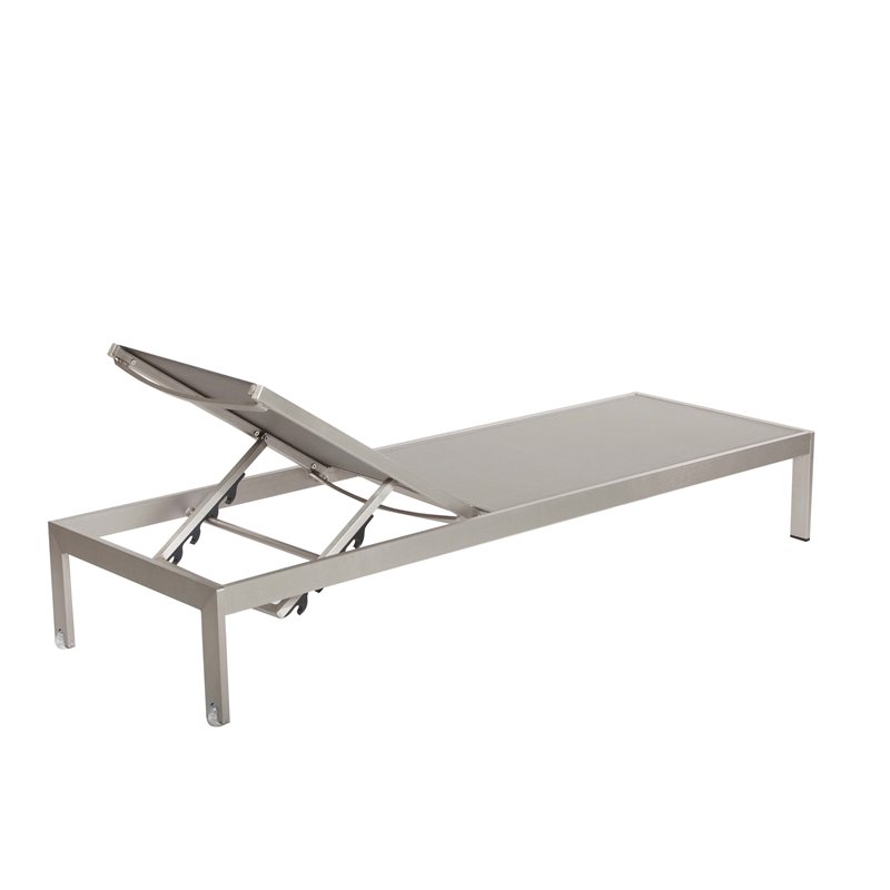 Pangea Home Sally 8-piece Aluminum Patio 4 Loungers and 4 Side Tables in Gray
