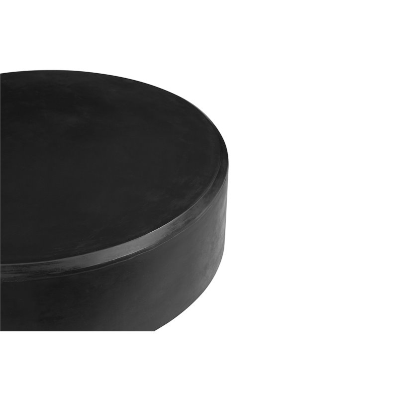 Pangea Home Mariel Round Fiberglass Outdoor Coffee Table in Black