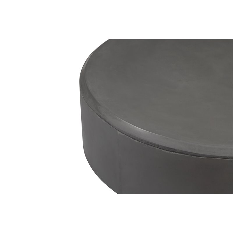 Pangea Home Mariel Round Fiberglass Outdoor Coffee Table in Gray