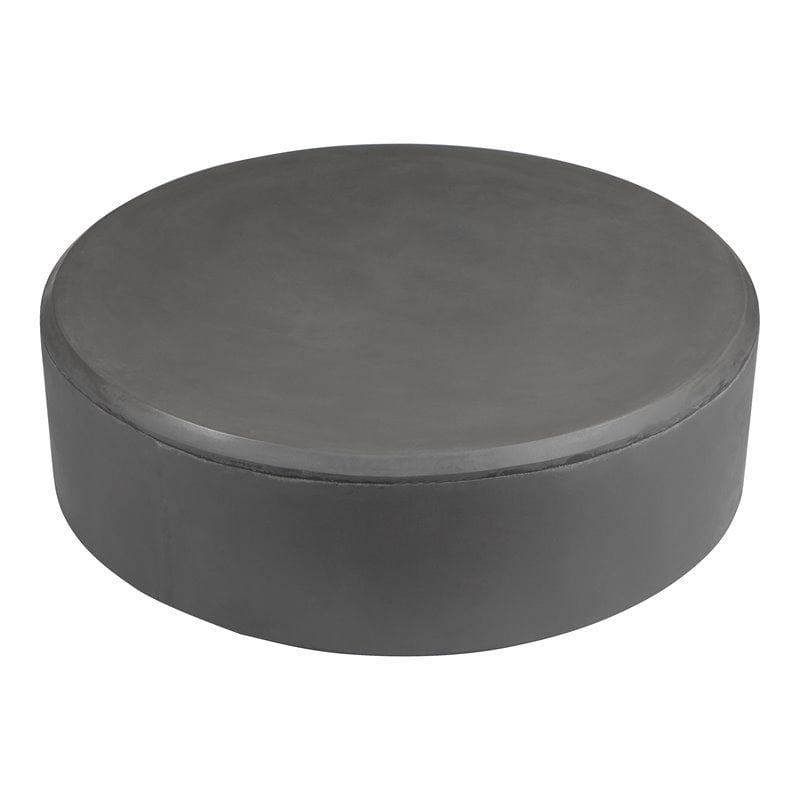 Pangea Home Mariel Round Fiberglass Outdoor Coffee Table in Gray