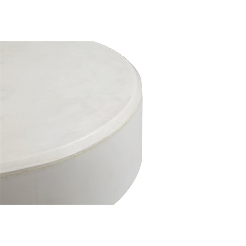 Pangea Home Mariel Round Fiberglass Outdoor Coffee Table in White