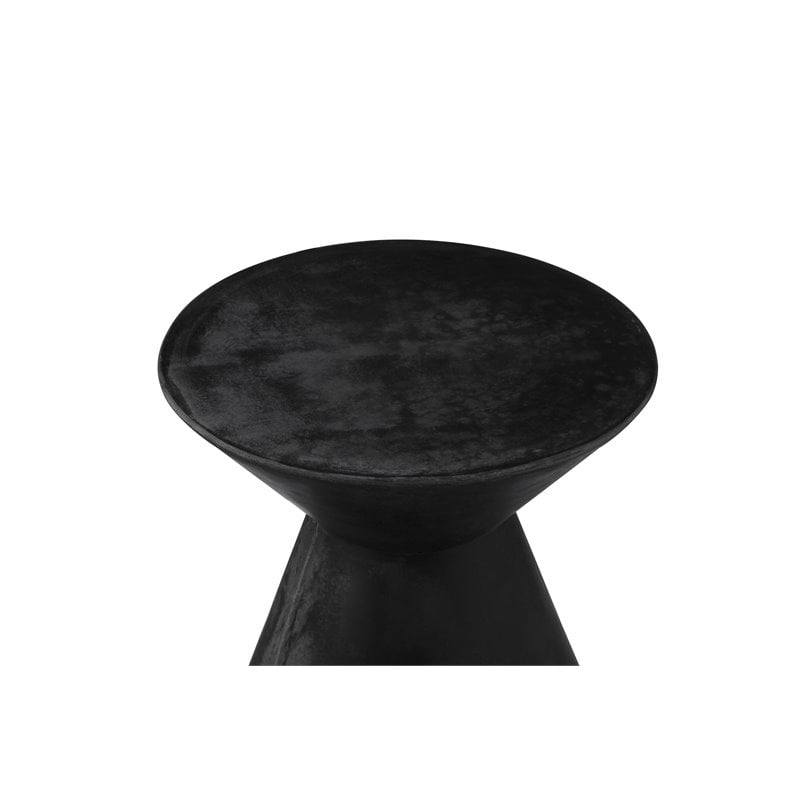Pangea Home Zach Hourglass Fiberglass Patio Side Table in Black